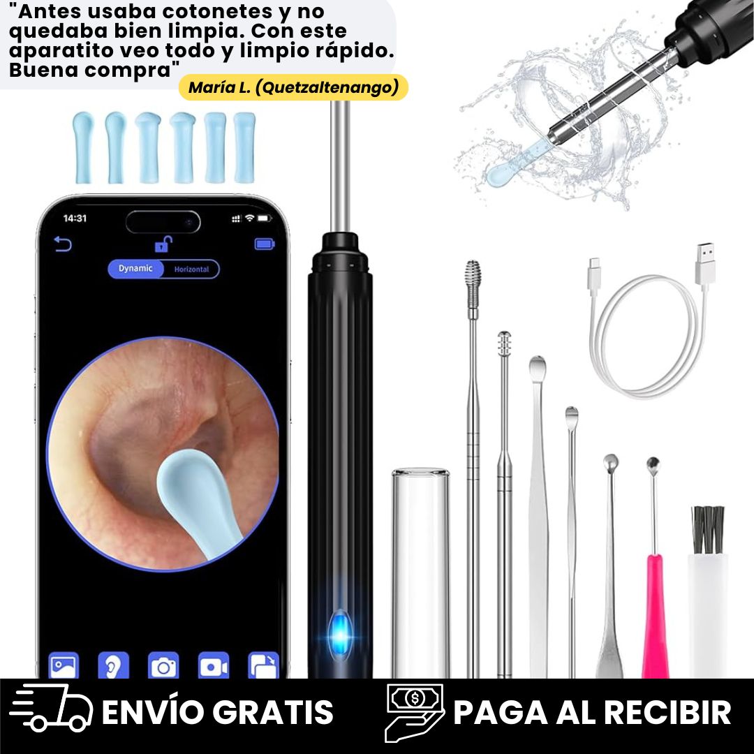 LIMPIADOR DE OÍDOS PROFESIONAL® ENDOSCOPICO +8 accesorios GRATIS