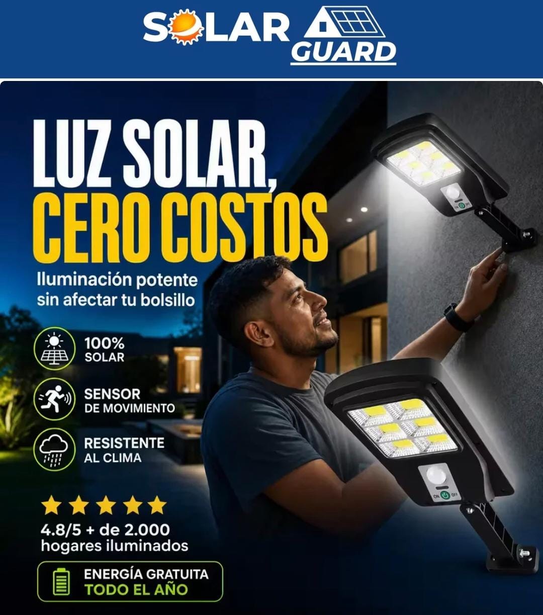 LÁMPARA SOLAR CON SENSOR DE MOVIMIENTO-AHORRA LUZ💡