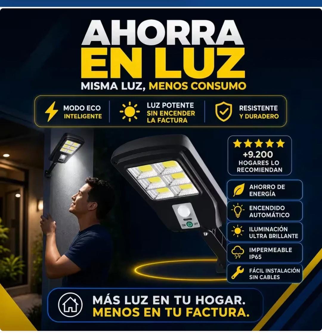 LÁMPARA SOLAR CON SENSOR DE MOVIMIENTO-AHORRA LUZ💡