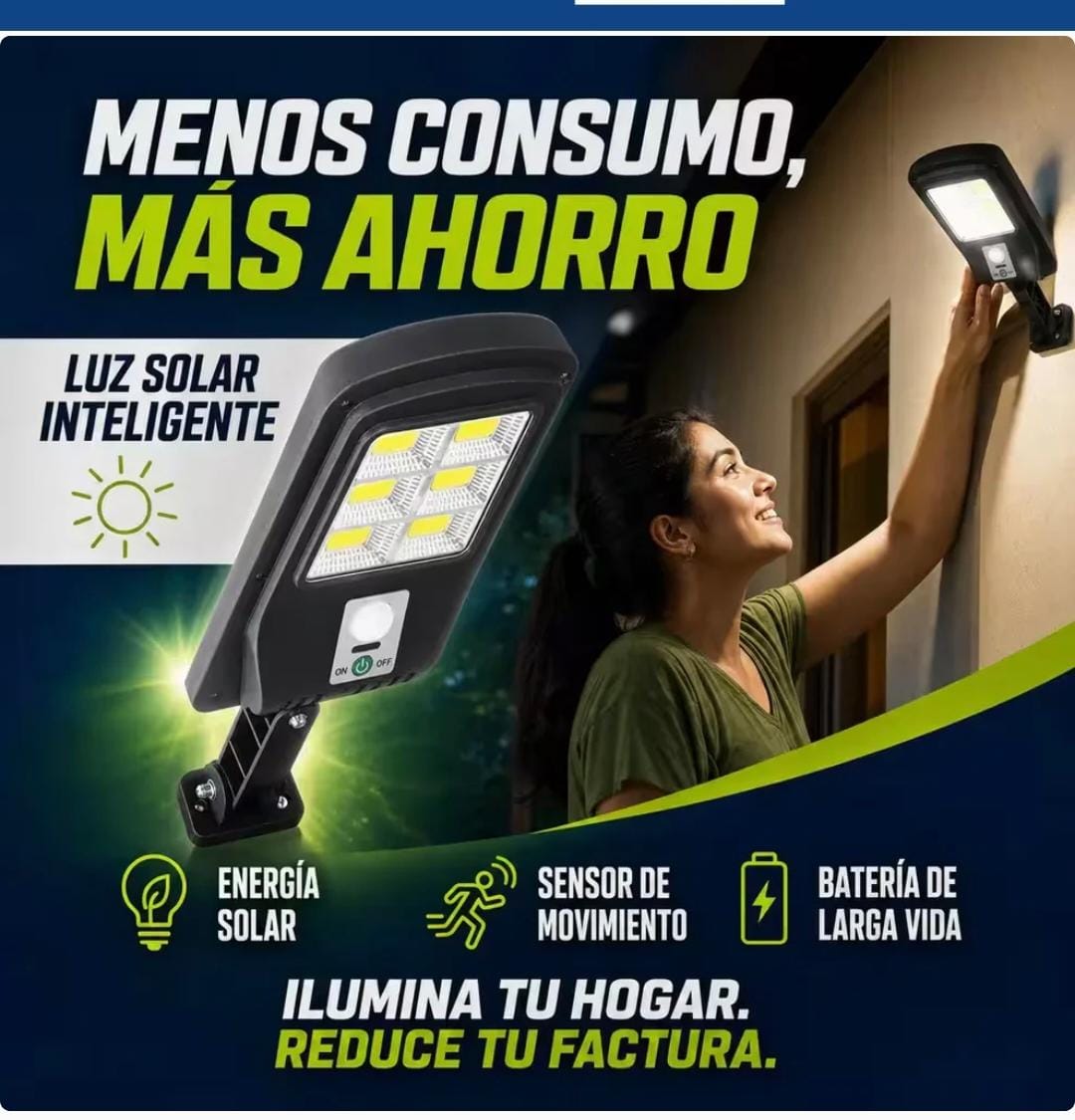 LÁMPARA SOLAR CON SENSOR DE MOVIMIENTO-AHORRA LUZ💡