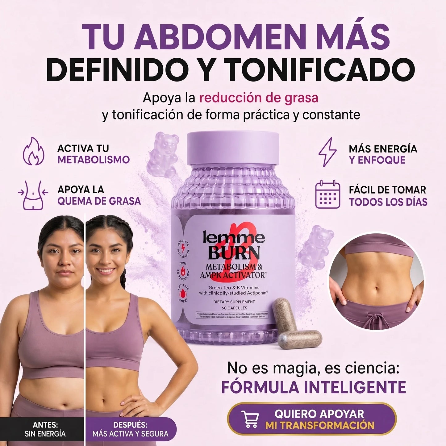 LEMME BURN-ACELERADOR METABOLICO (60 CÁPSULAS)-RECOMENDADO POR ESPECIALISTAS